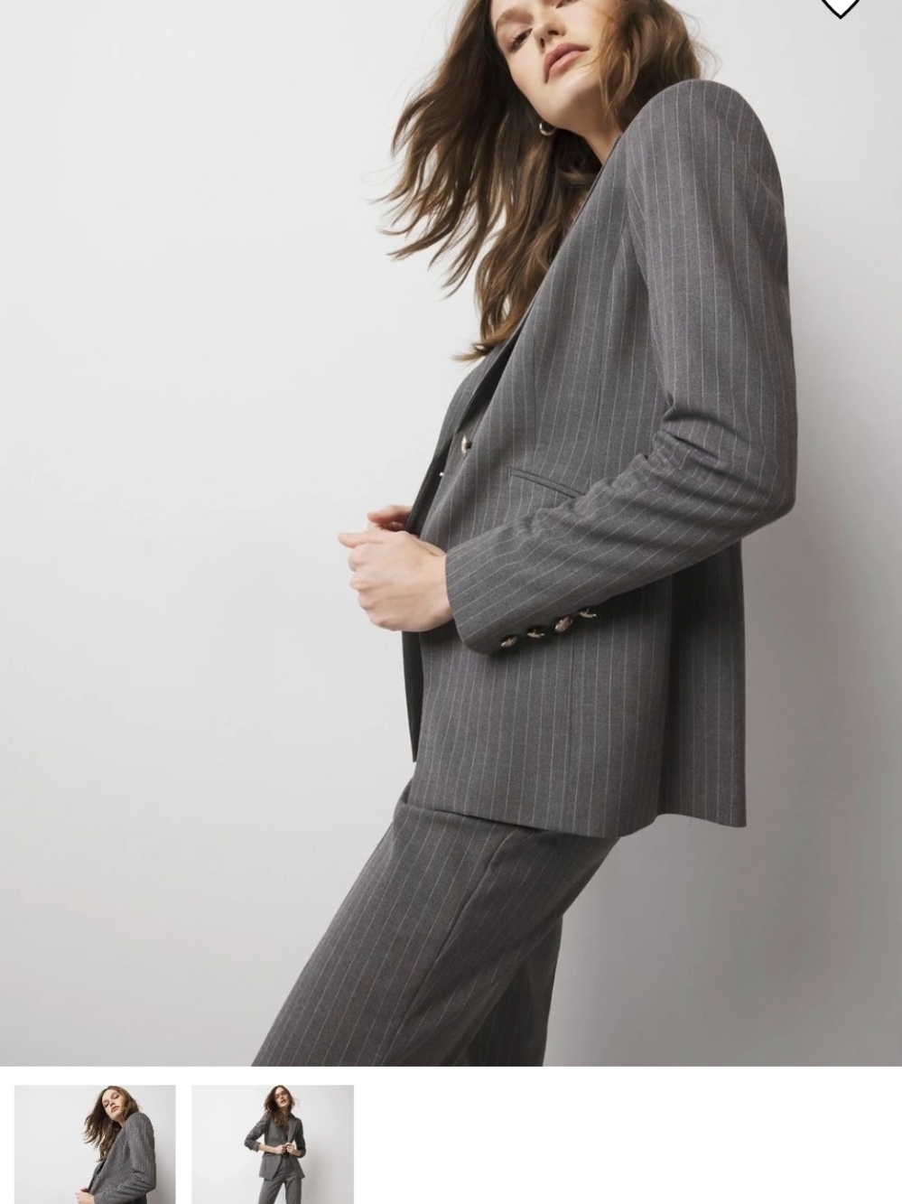 White House Black Market Gray And Pink Pin Stripe Suit Blazer